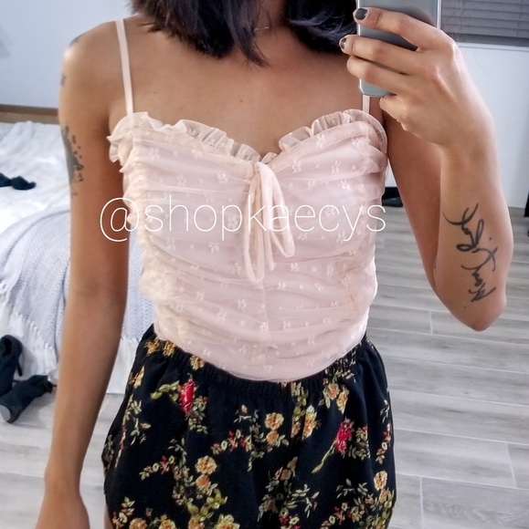 Peach Spaghetti Straps Detailed Bodysuit - Picture 5 of 7